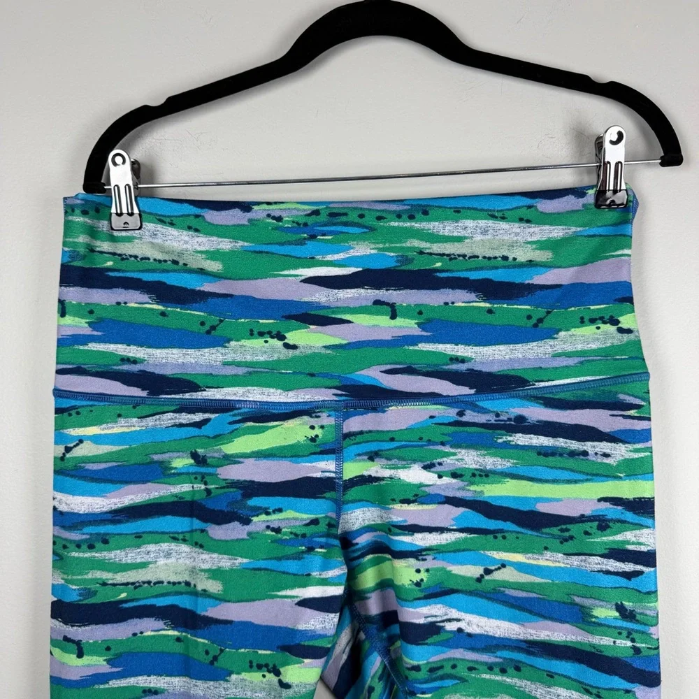 Lululemon Wunder Under Green Blue Crop In Seven Wonders Multi Leggings Size 12